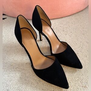 J. Crew Classic Black Suede D’Orsay Pumps